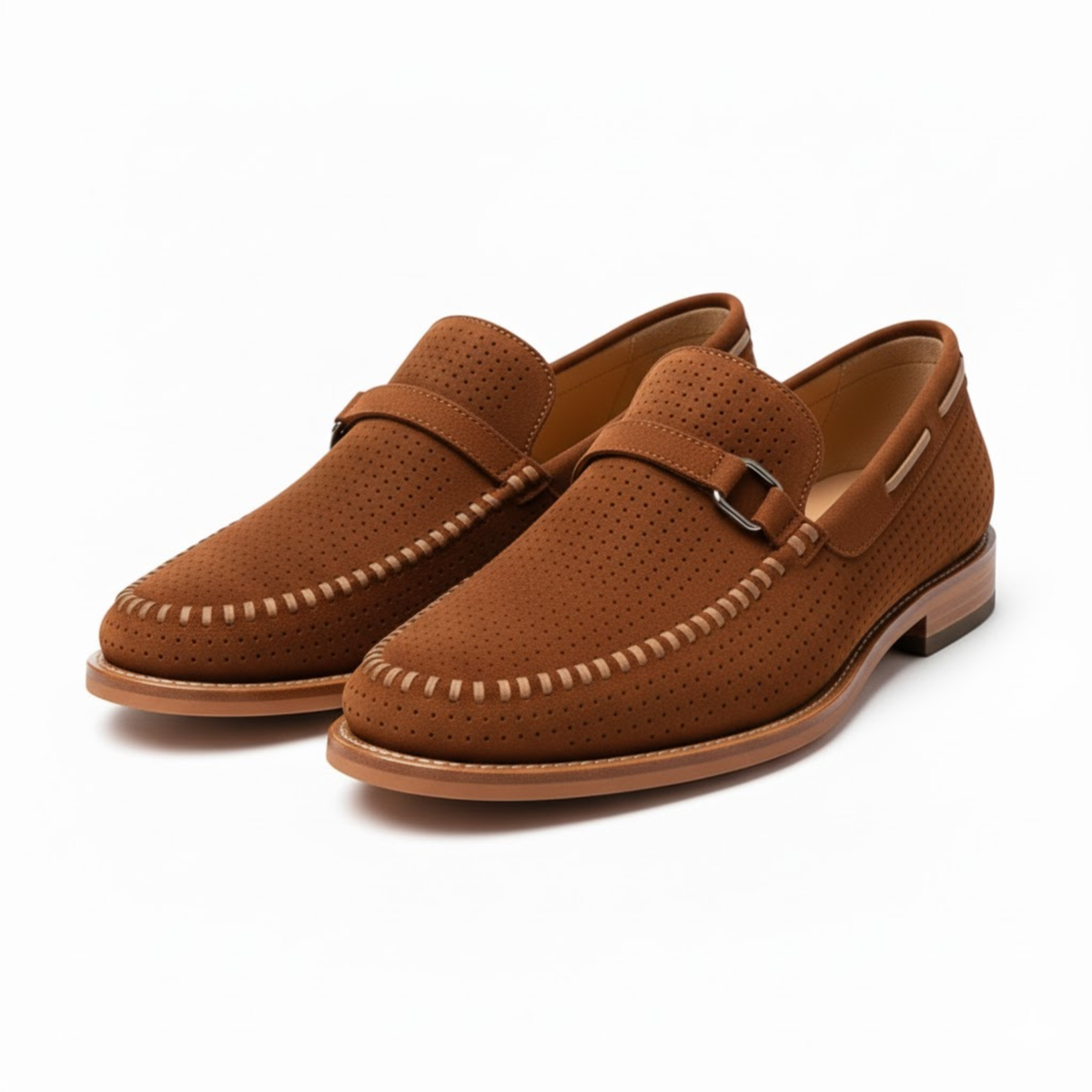 Men Perforated Lefu Shoes Leather Casual Lightweight Breathable