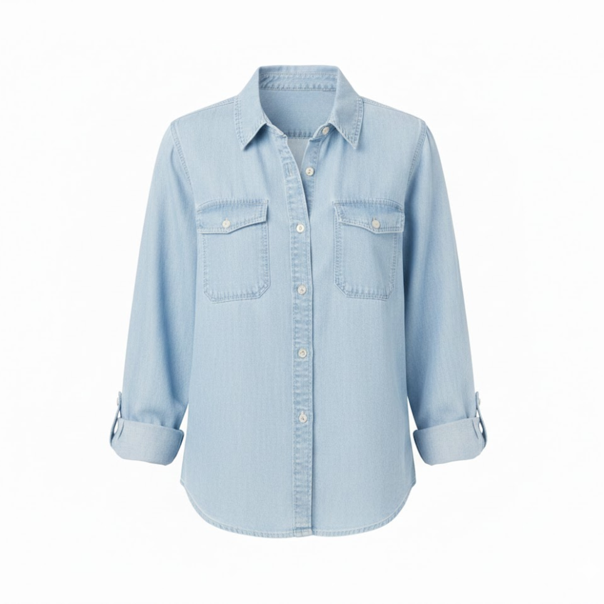 Women's Button Down Denim Shirt Long Sleeve Turn Down Collar Casual Cotton Blouse