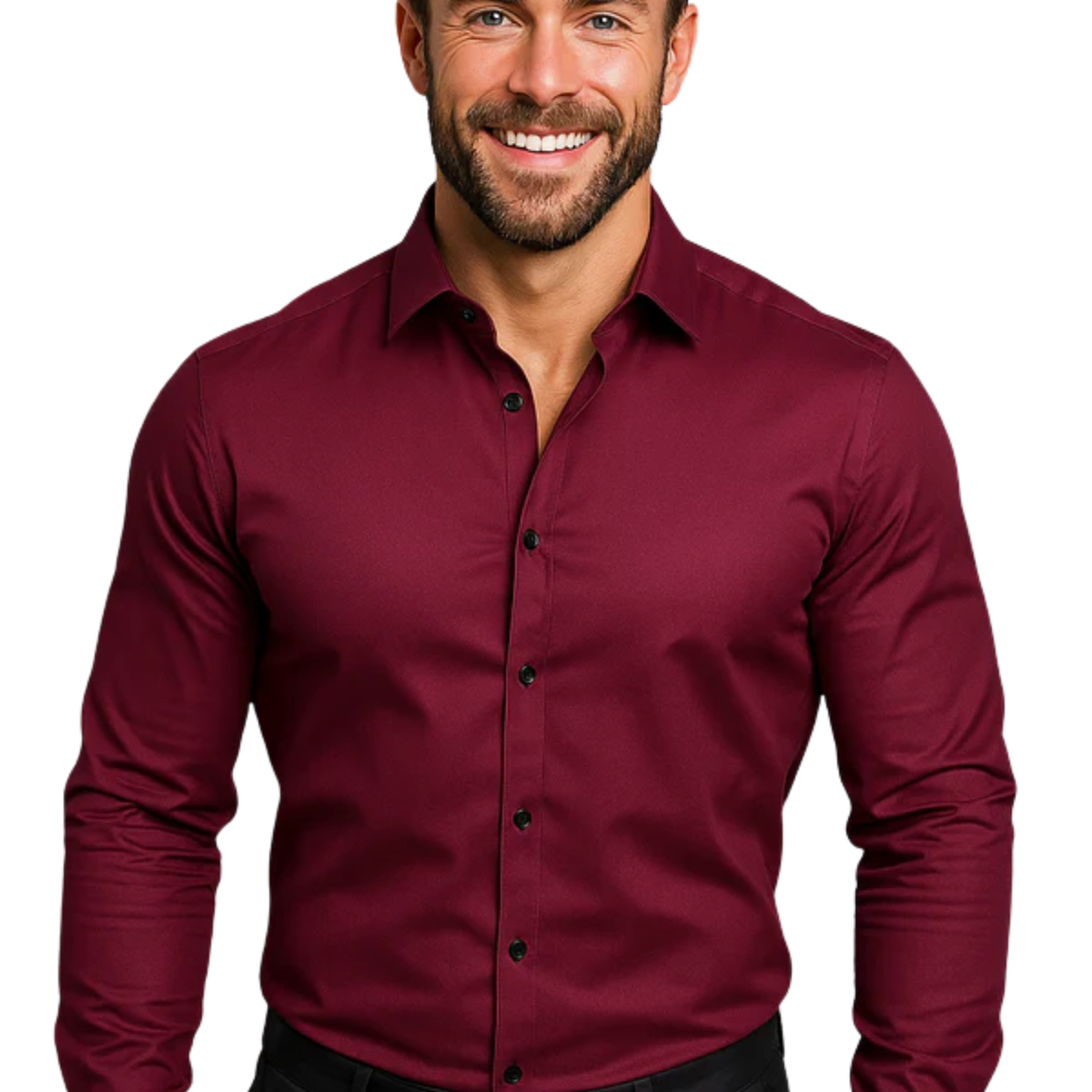 Men’s long-sleeved shirt — structured fit wrinkle-free finish — business