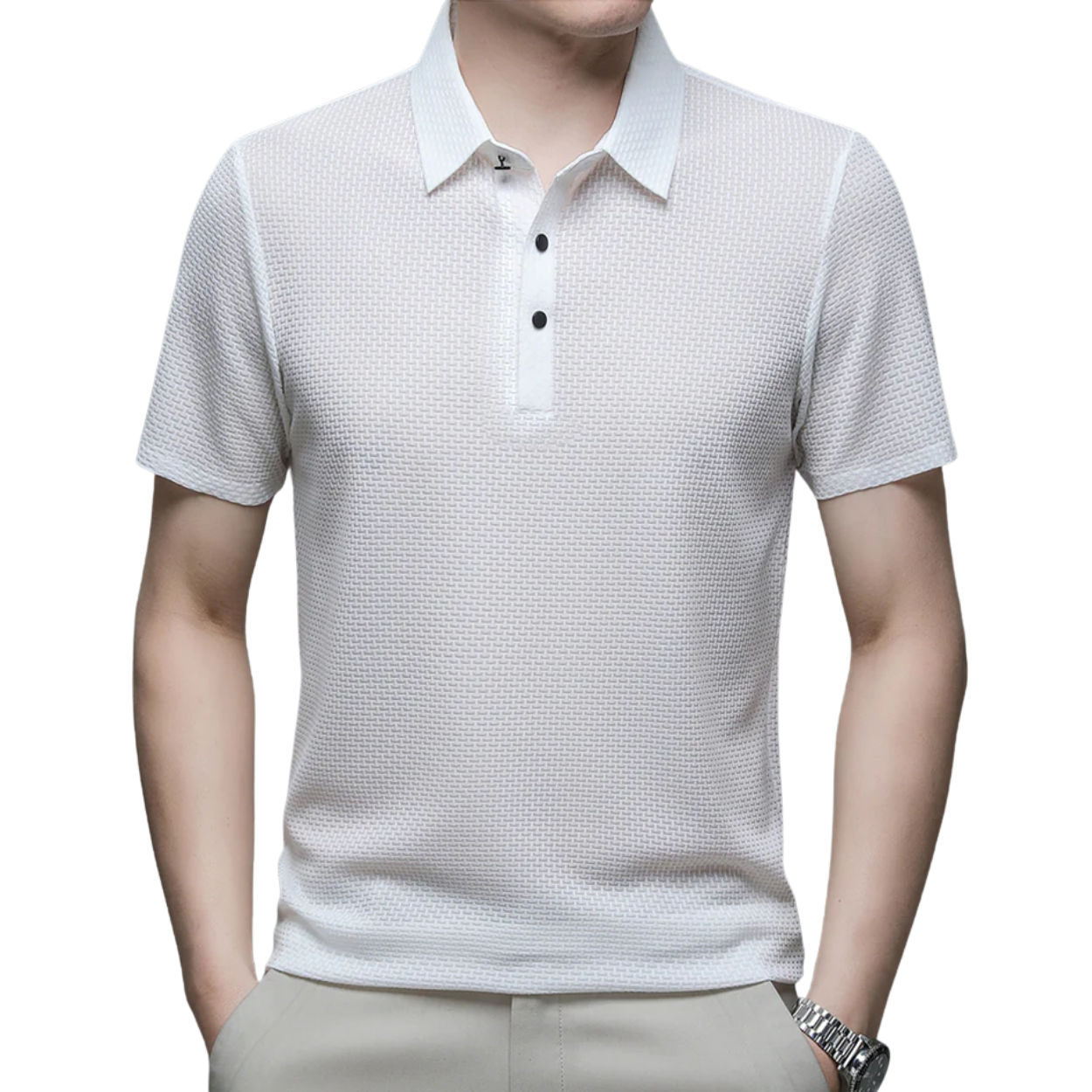 Men's knit polo shirt — lightweight slim fit — casual summer office