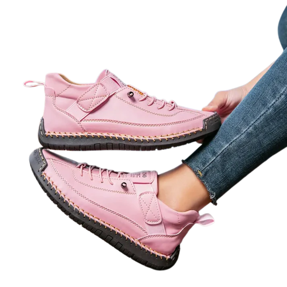 Women's sneakers — textured lace-up cushioned sole — casual daily