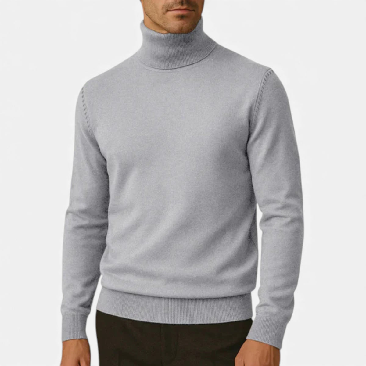 Veroux Mode | Men’s Turtleneck Knit Pullover – Basil Edition