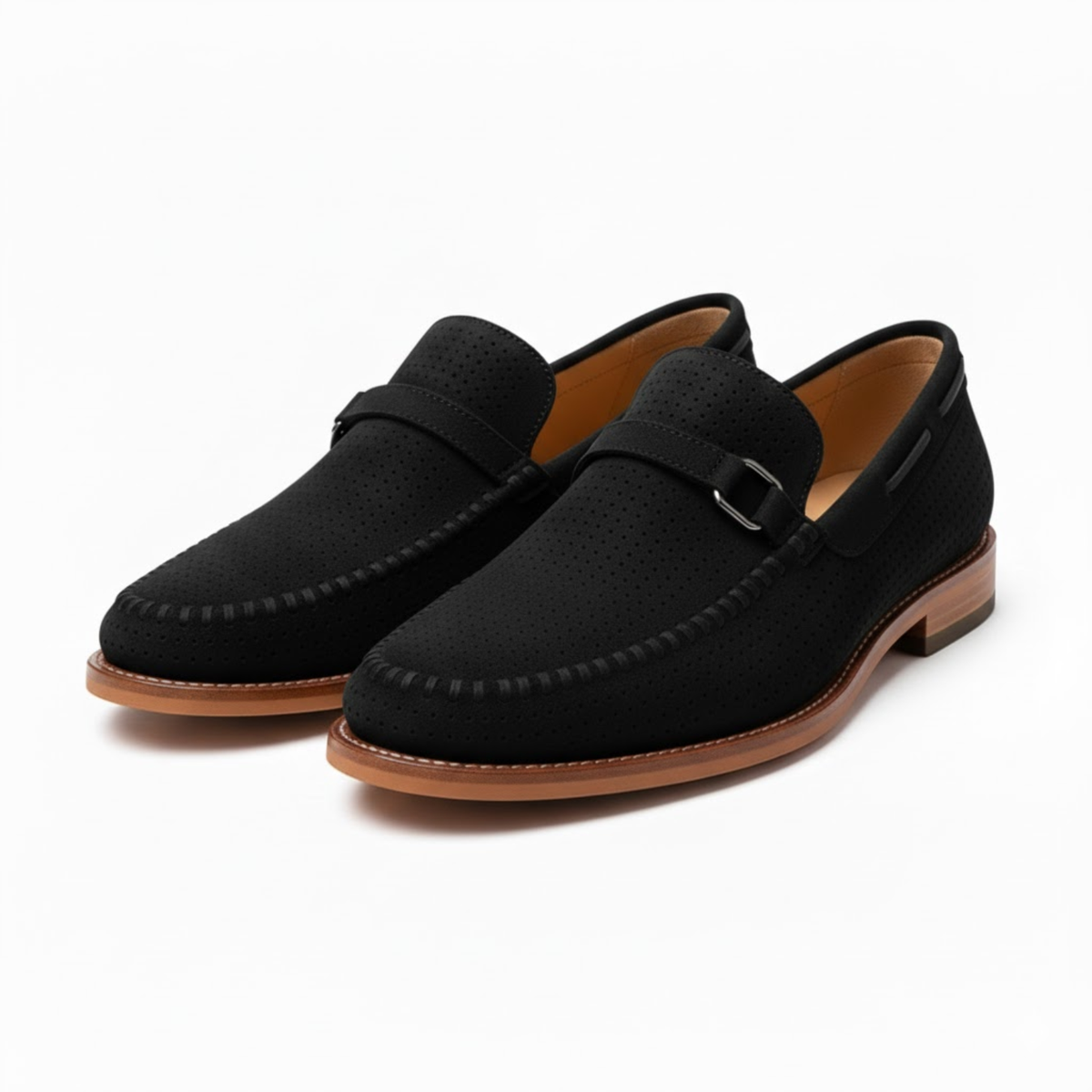Men Perforated Lefu Shoes Leather Casual Lightweight Breathable