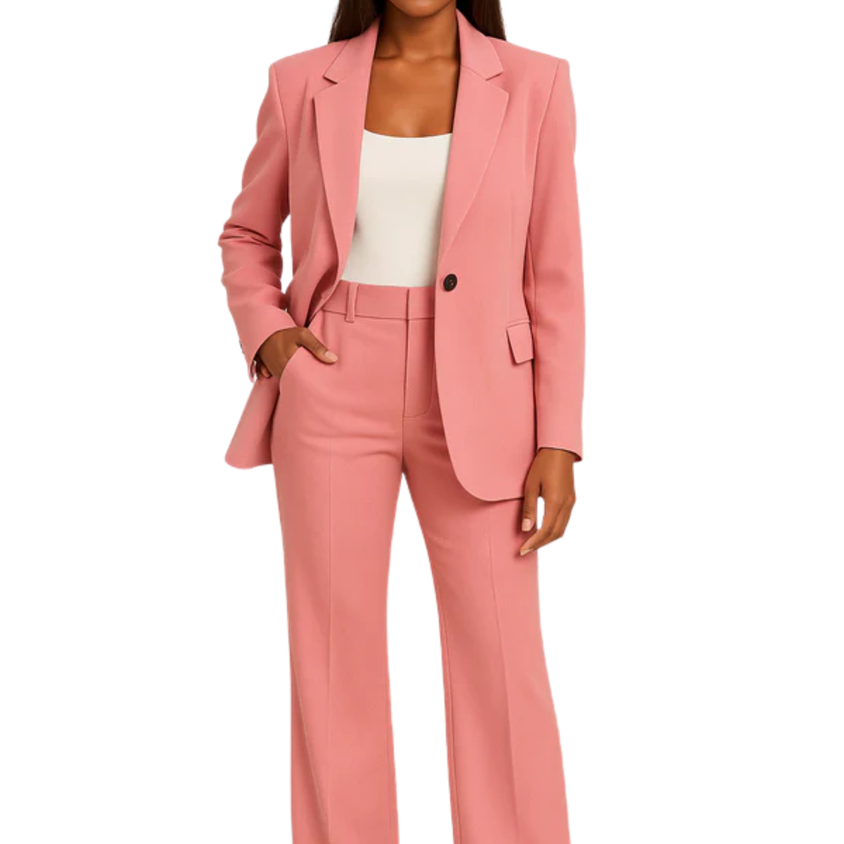 Women's tailored fit pants suit — two-piece blazer and trousers — business