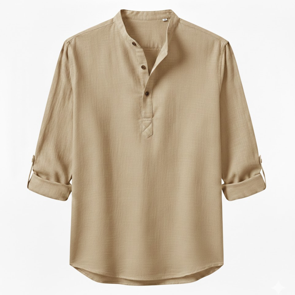 Men's Cotton Linen Henley Shirt Long Sleeve Breathable Casual Beach Button Top