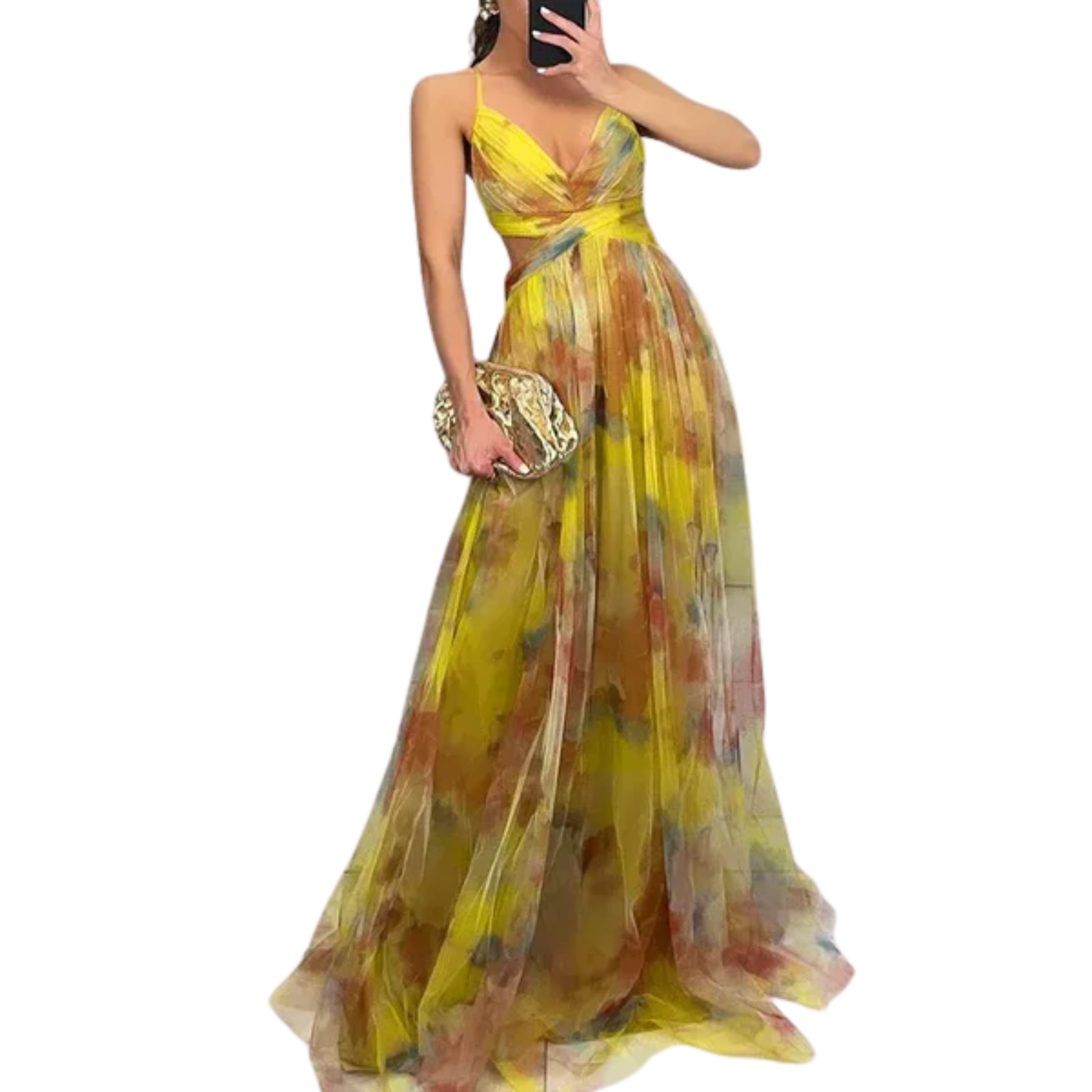 Women's Floral Tulle Maxi Dress Sleeveless Flowy Boho Special Occasion Long Dress
