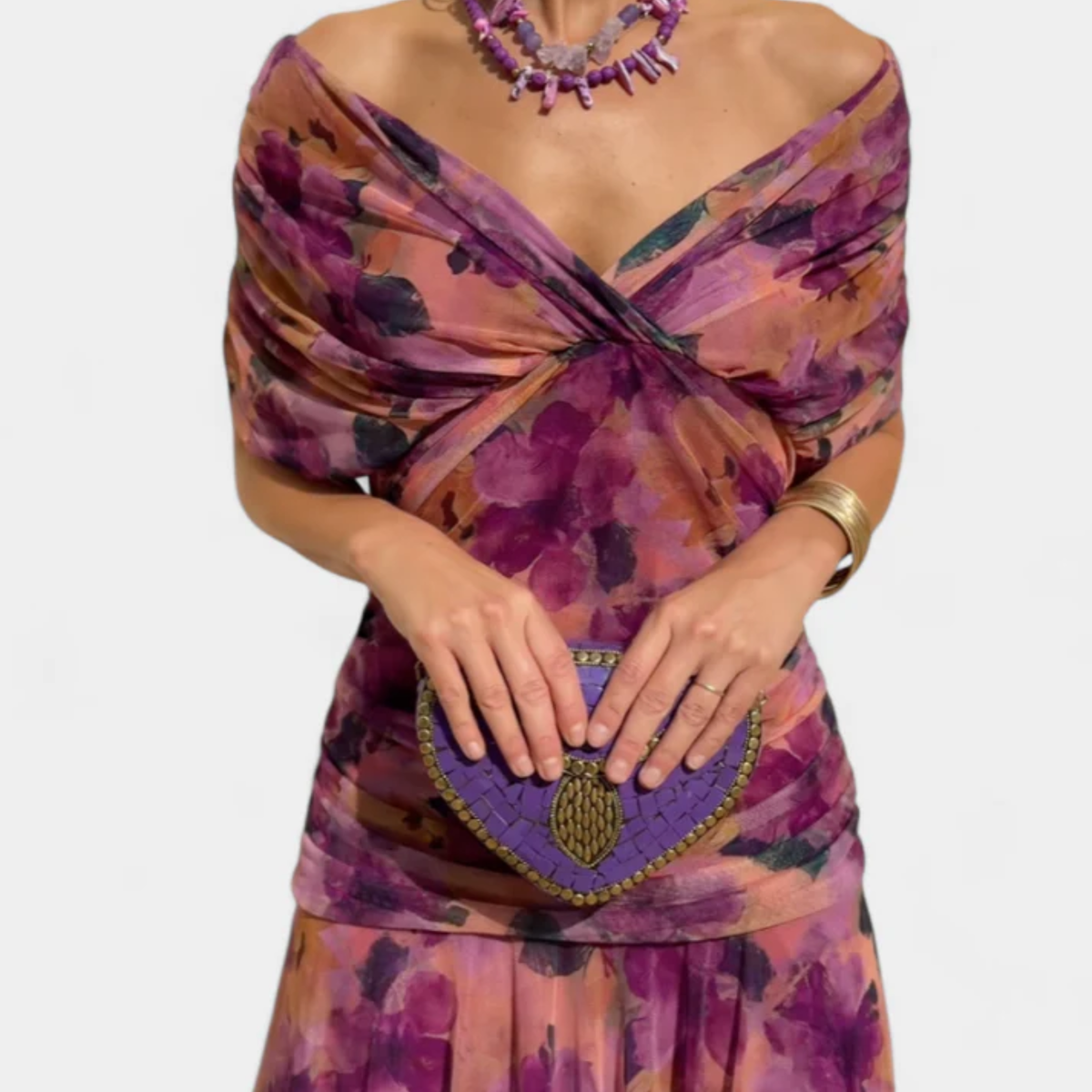 Women's maxi dress — V-neck, gathered waist — formal events