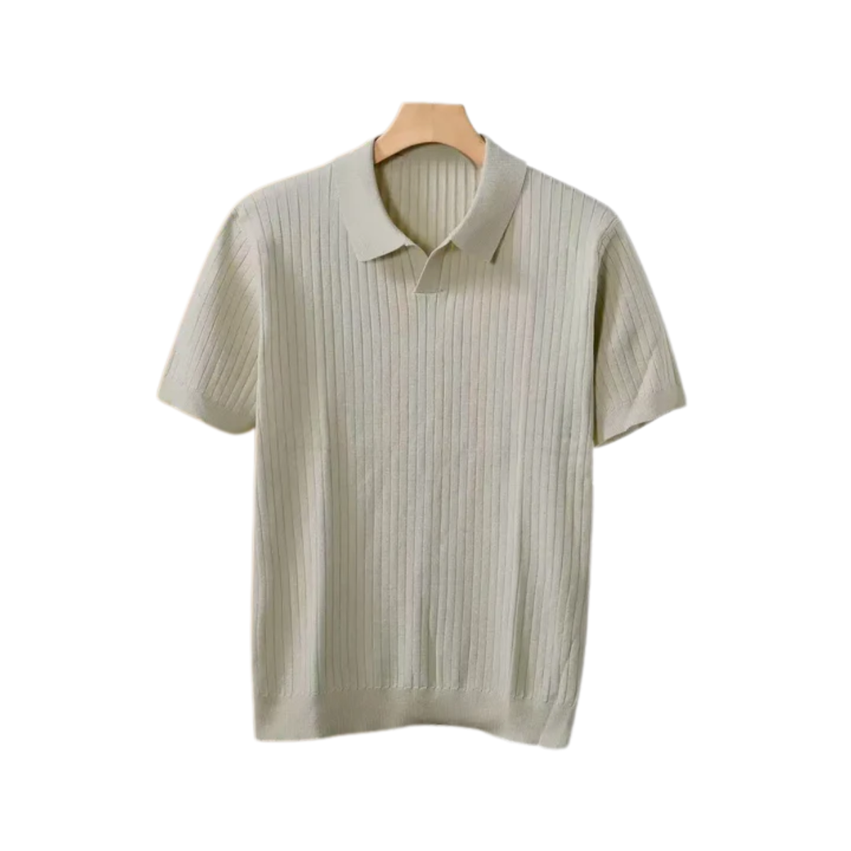 Men's slim fit polo shirt — vertical textured knit — smart casual wear