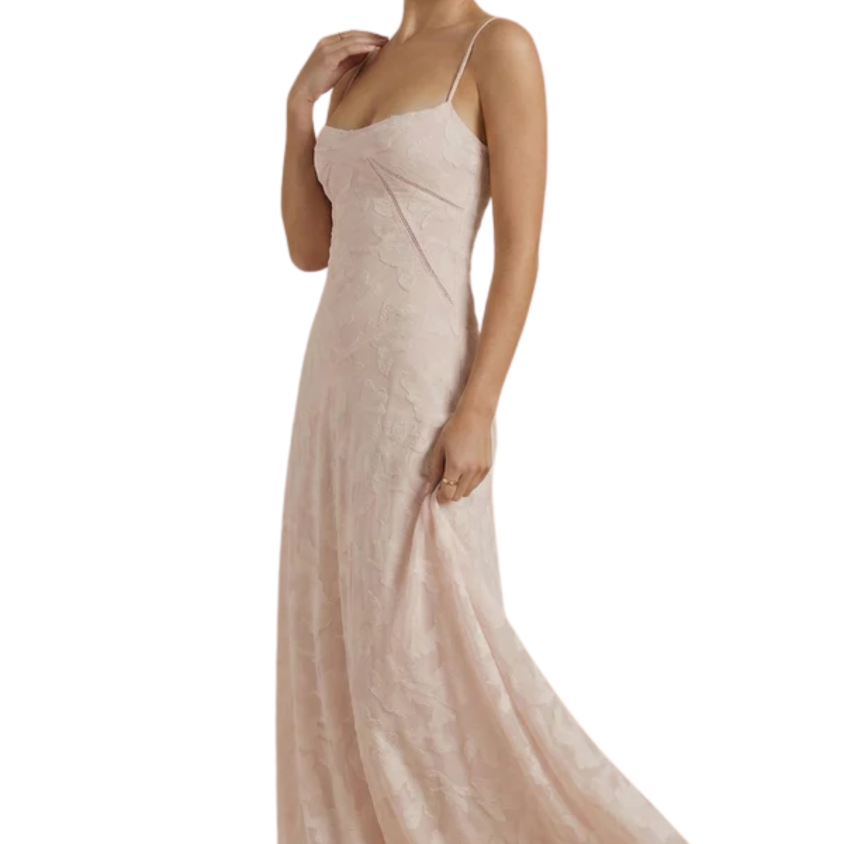 Women's Floral Maxi Dress Lace Overlay Sweetheart Neckline Spaghetti Strap Formal