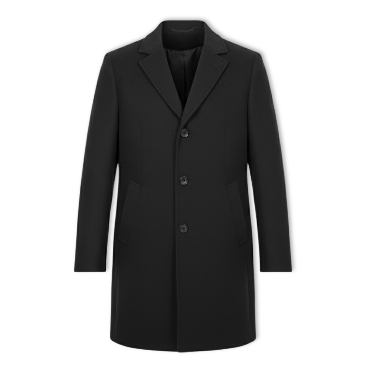 Men's Wool Blend Trench Coat Slim Fit Single Breasted Long Cotton Lined Overcoat