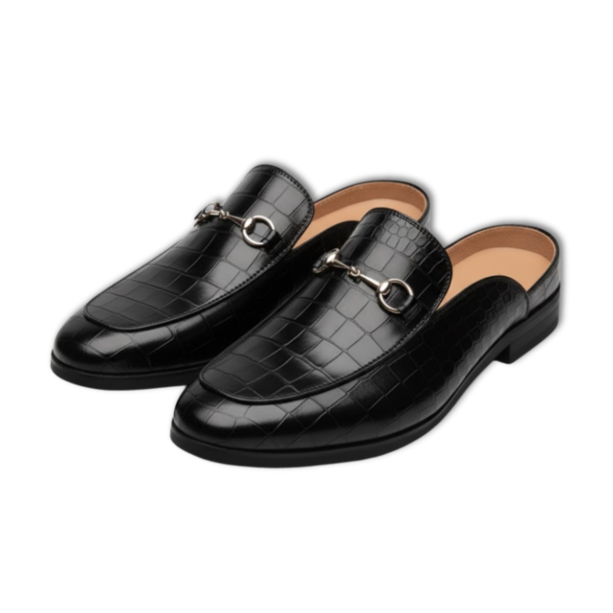 Leather Black Men's Half Shoes Fashion Loafers Slippers