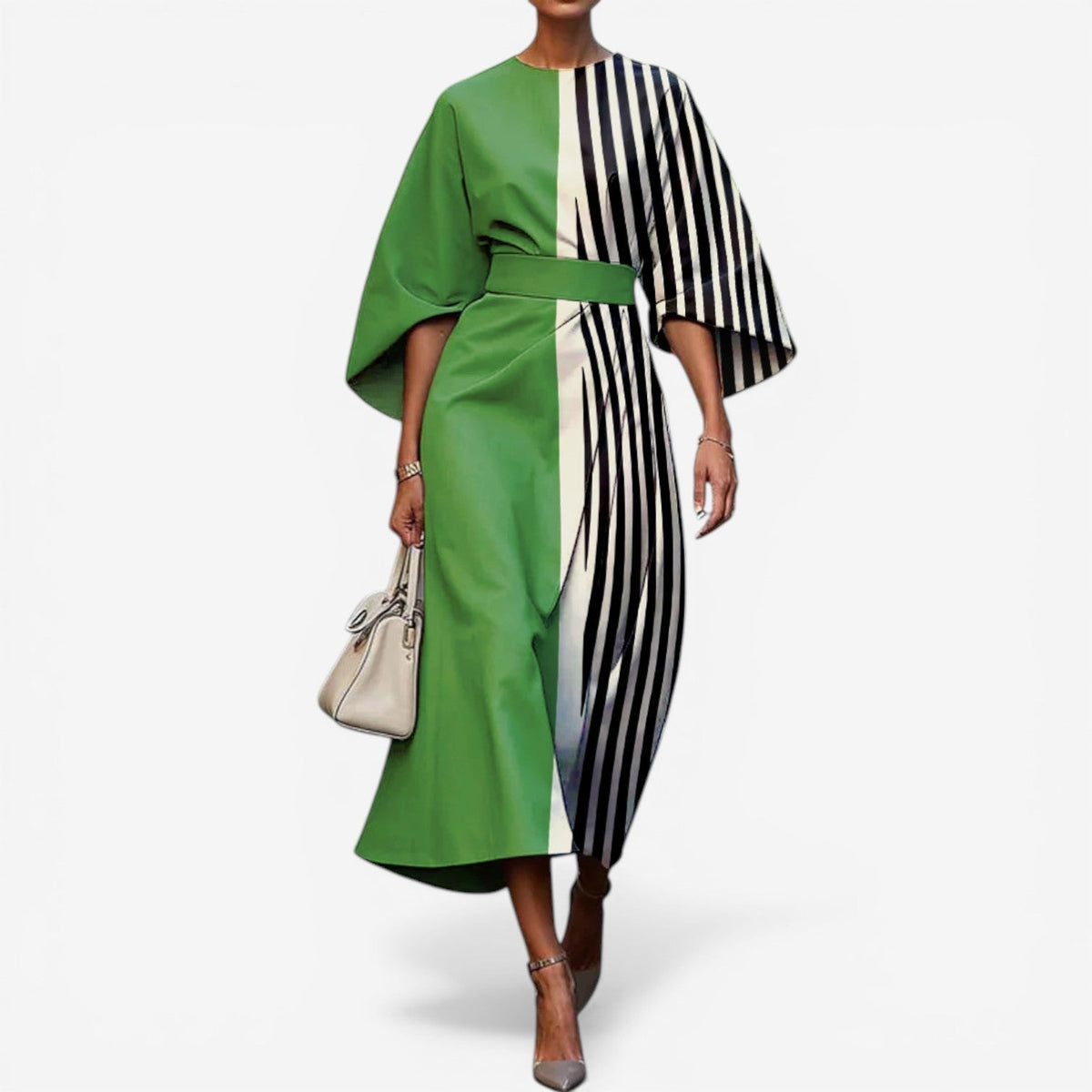 Women's art print kimono dress — patchwork quilted — cultural opening