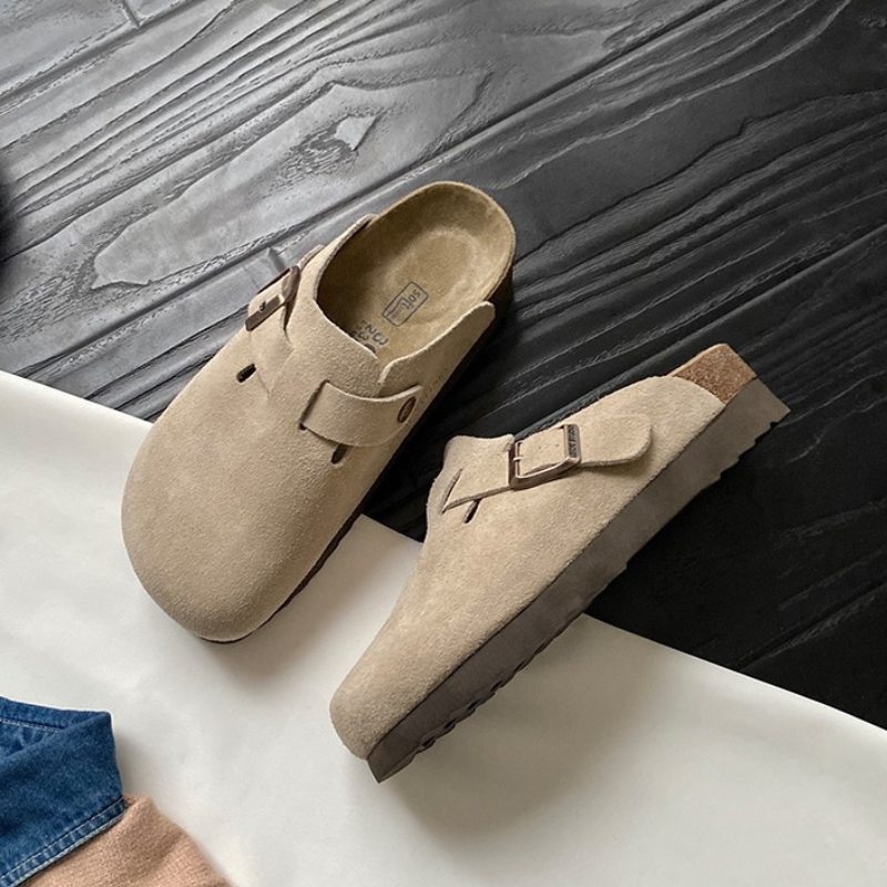 Men's suede clogs adjustable buckle