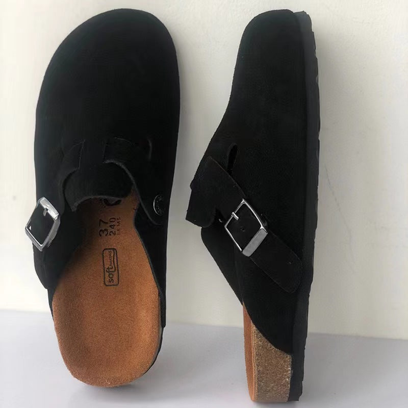 Men's suede clogs adjustable buckle