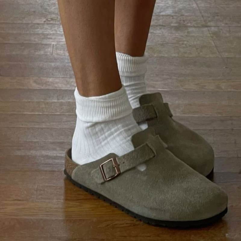 Men's suede clogs adjustable buckle