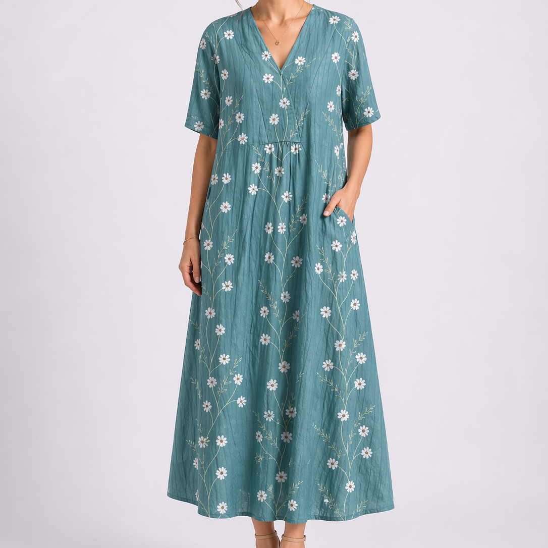 Floral Midi Dress V-Neck
