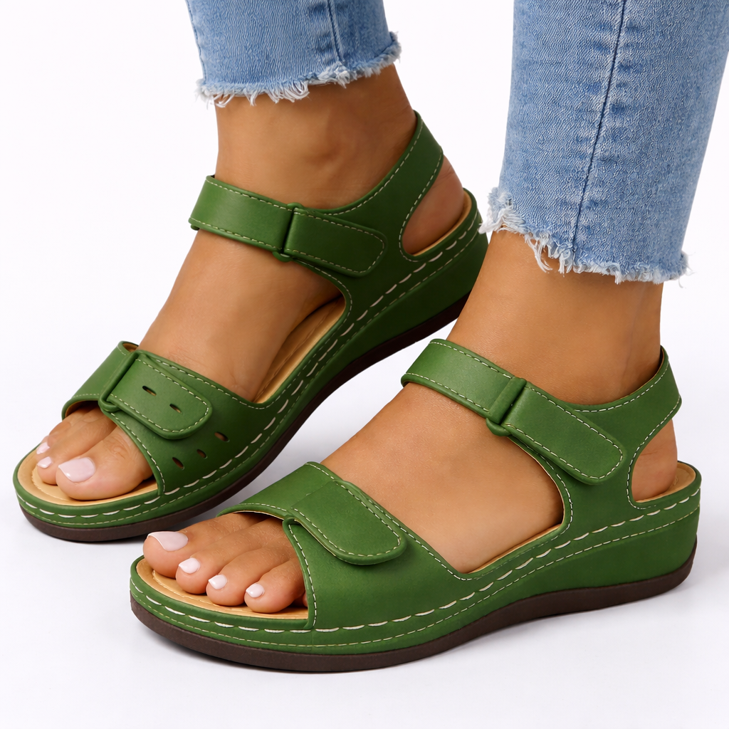 Walking Wedge Sandals With Buckles