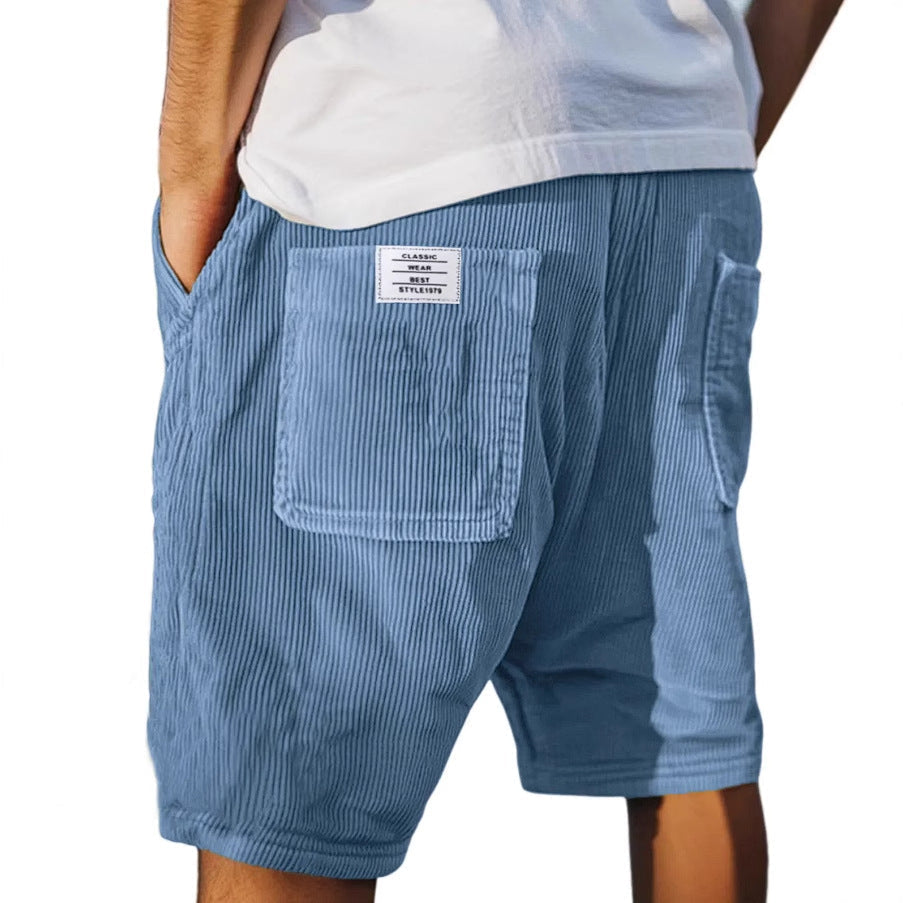 Men's corduroy shorts - relaxed fit urban shorts with elastic waist