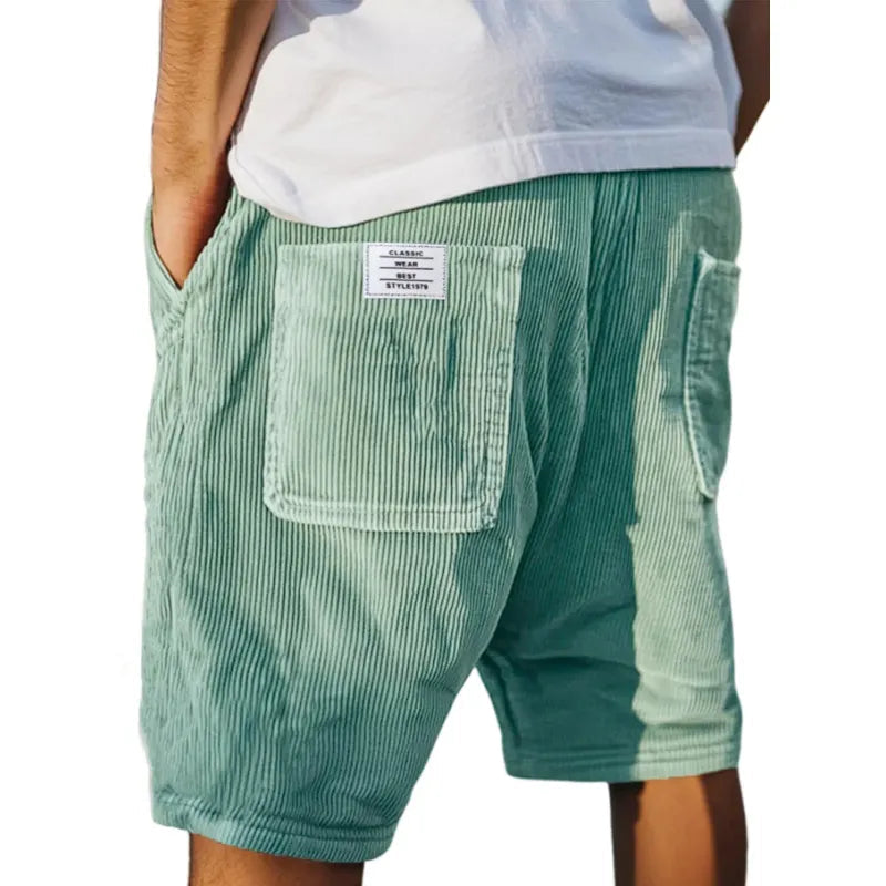 Men's corduroy shorts - relaxed fit urban shorts with elastic waist