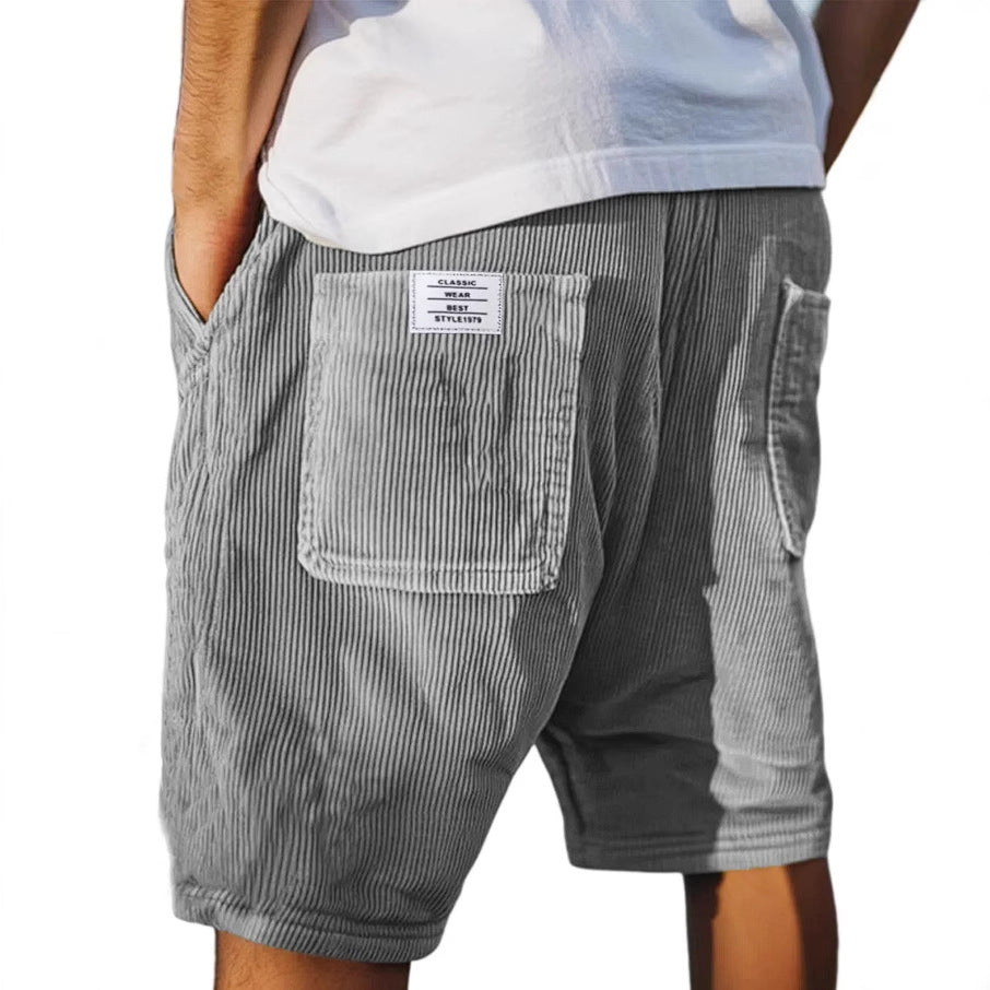 Men's corduroy shorts - relaxed fit urban shorts with elastic waist