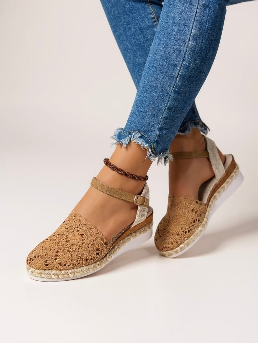 Women's espadrille wedge sandals - ankle strap platform sandals - summer holiday