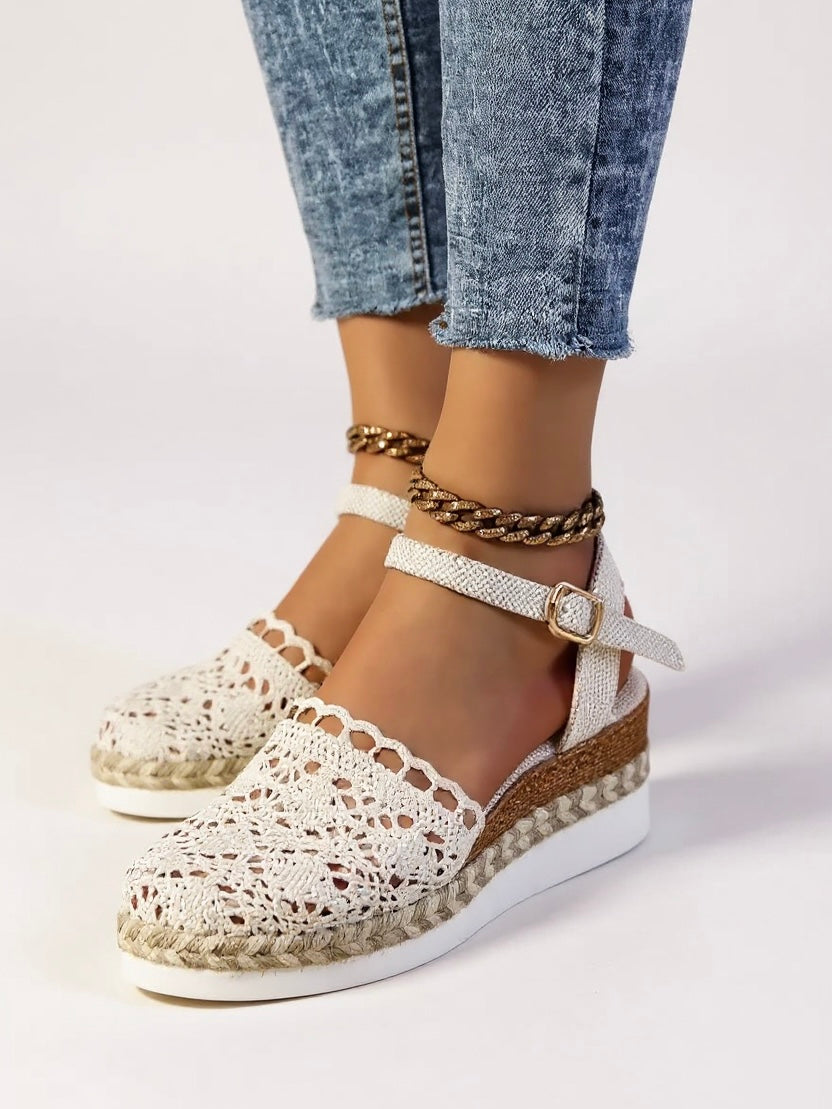 Women's espadrille wedge sandals - ankle strap platform sandals - summer holiday