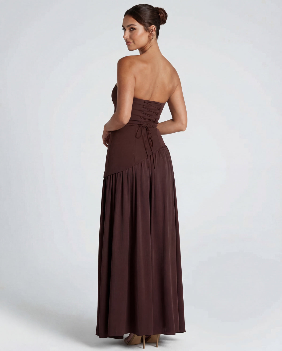 Women's maxi dress - strapless bodice with draped neckline | evening gala