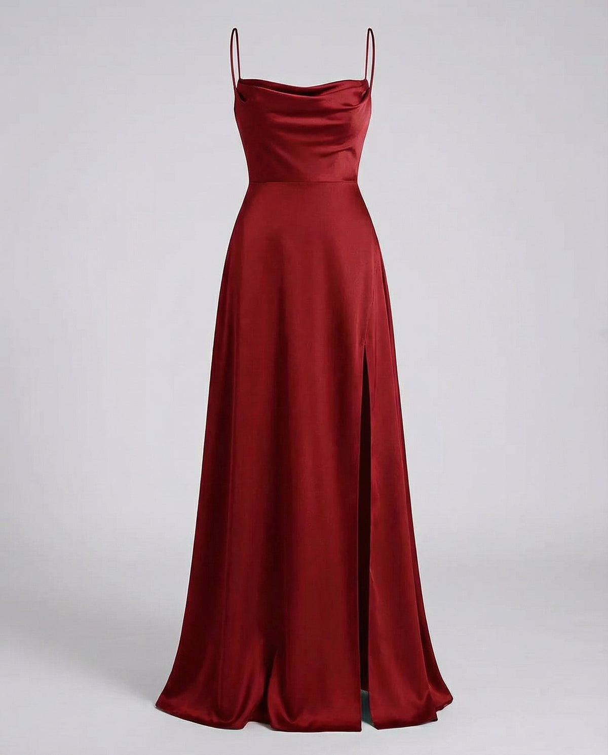 Women's maxi dress - figure-hugging drape with leg slit - formal evening