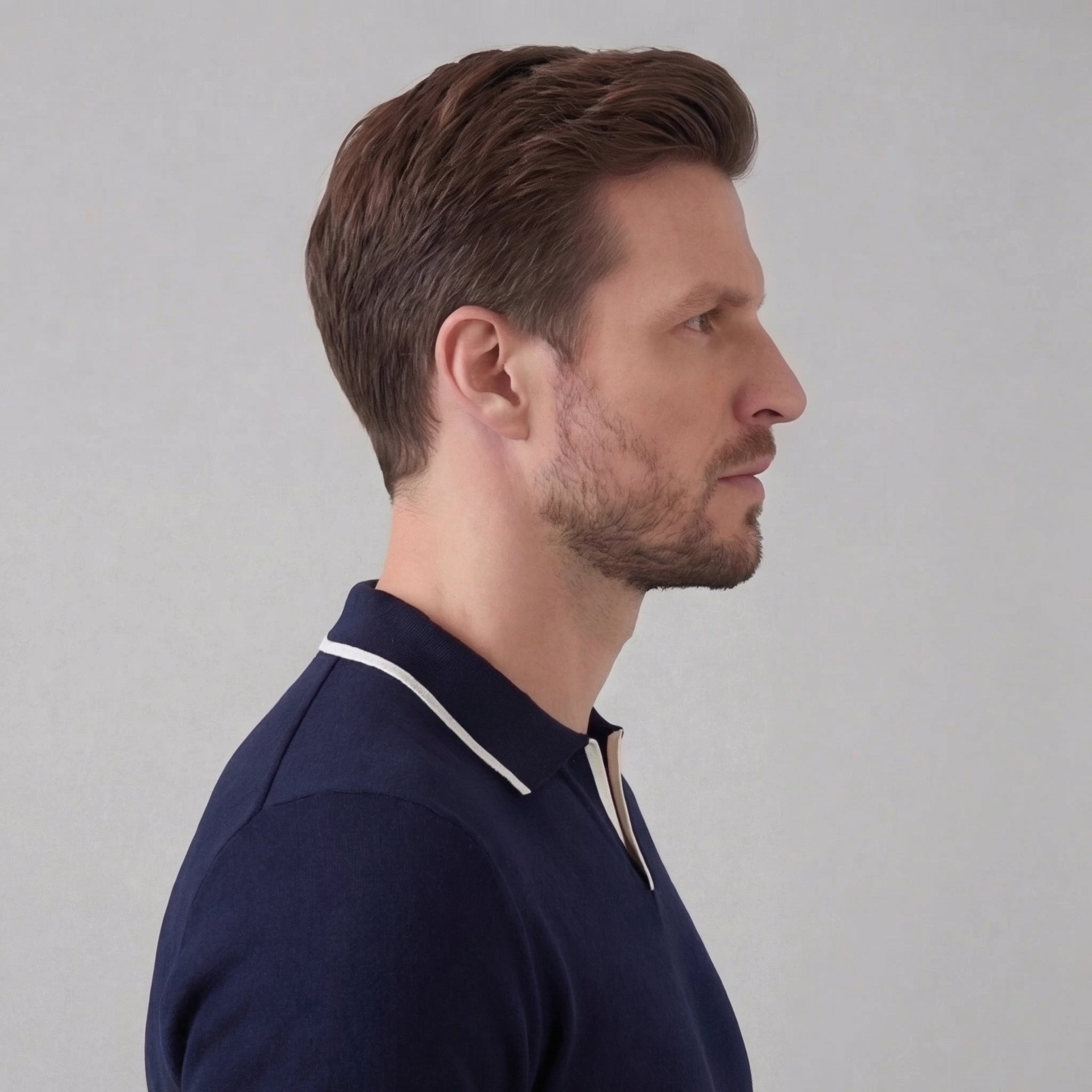 Men's knit polo shirt | buttonless casual summer top