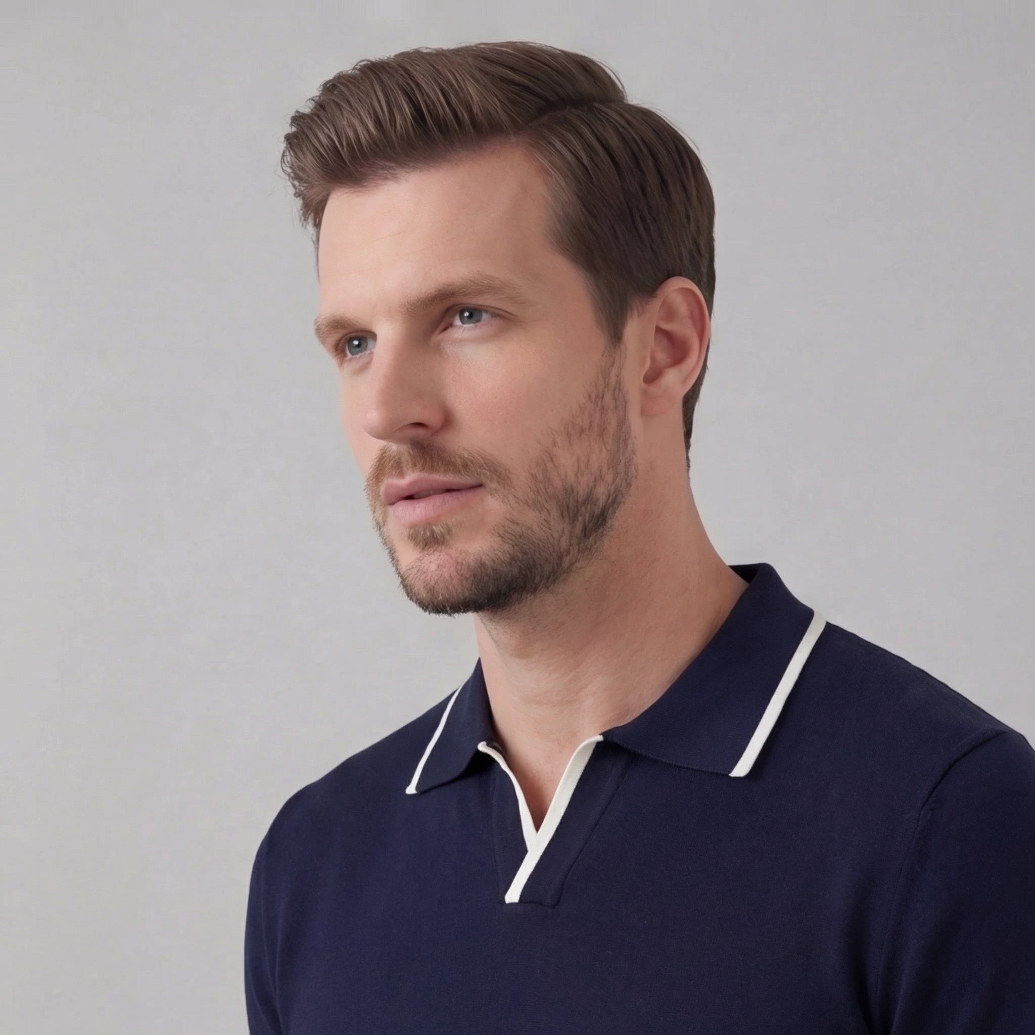 Men's knit polo shirt | buttonless casual summer top