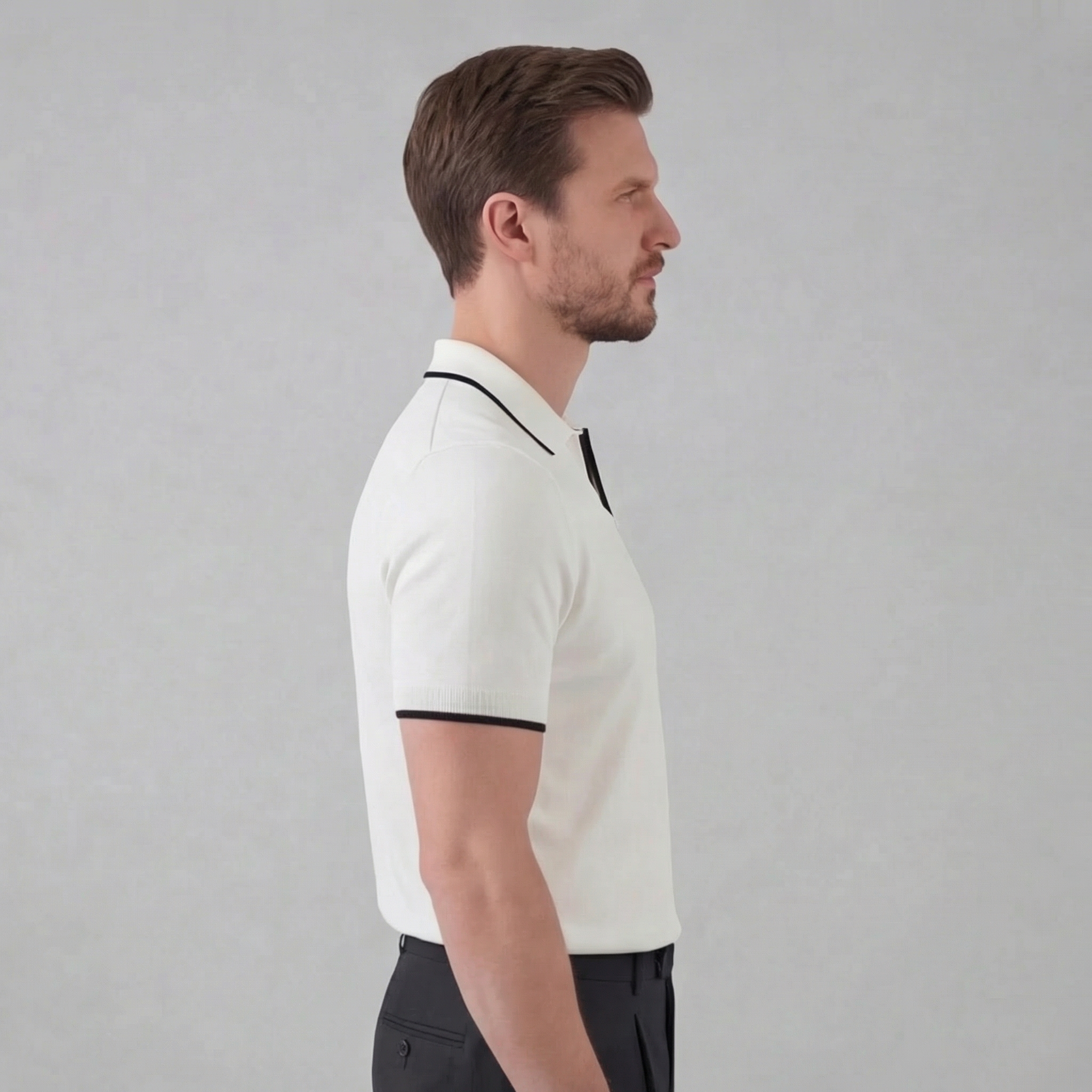 Men's knit polo shirt | buttonless casual summer top