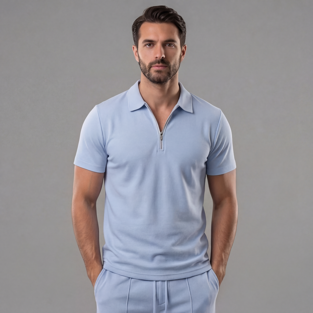 Men's polo shirt and shorts set | casual cotton ensemble
