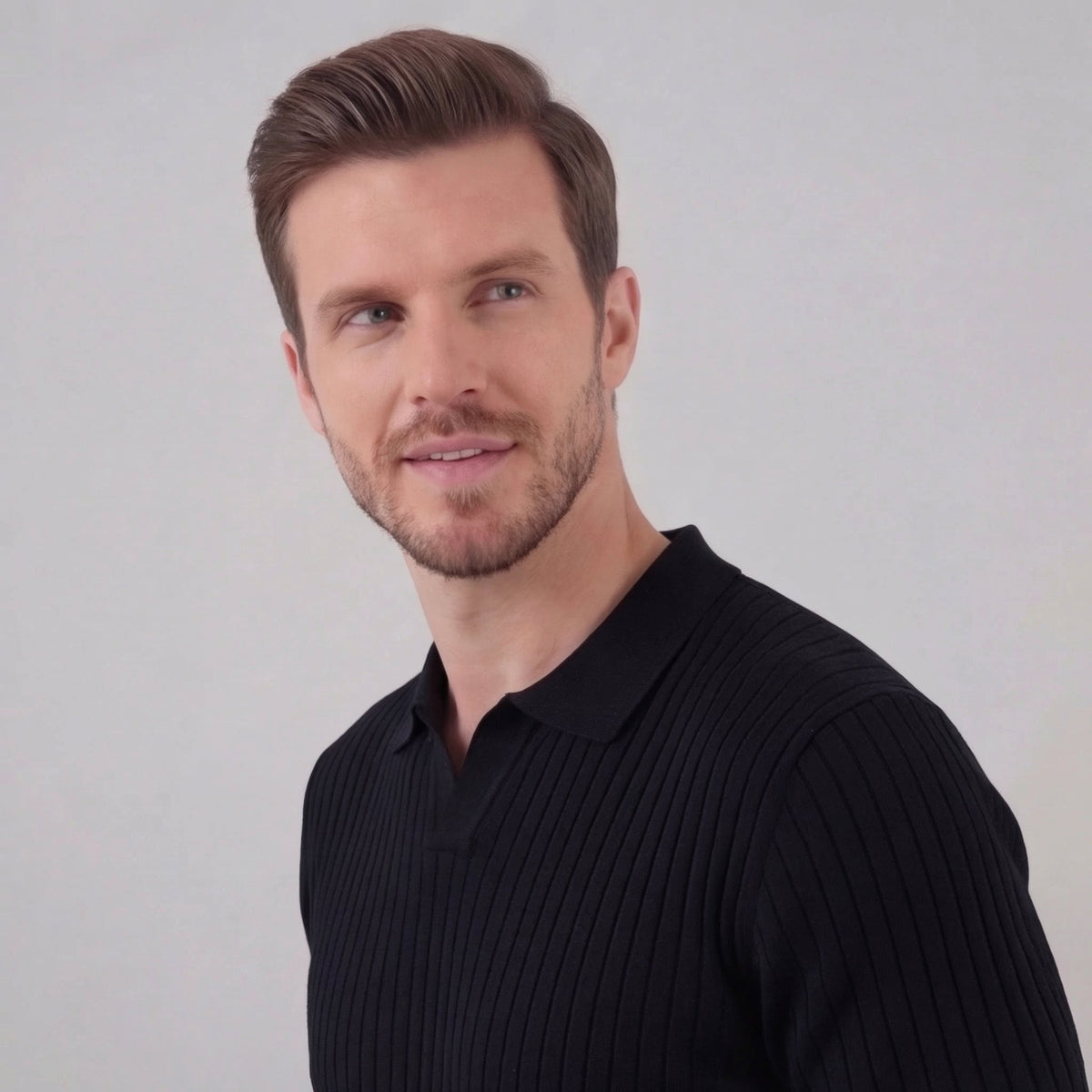 Men's ribbed V-neck polo | breathable mesh for daily wear