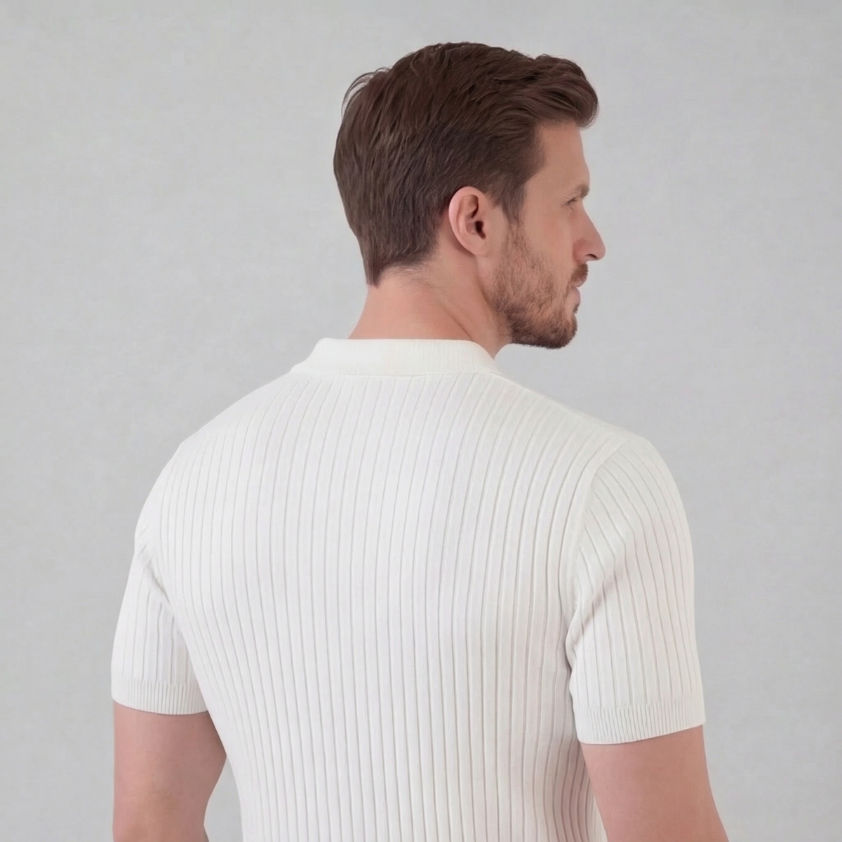 Men's ribbed V-neck polo | breathable mesh for daily wear