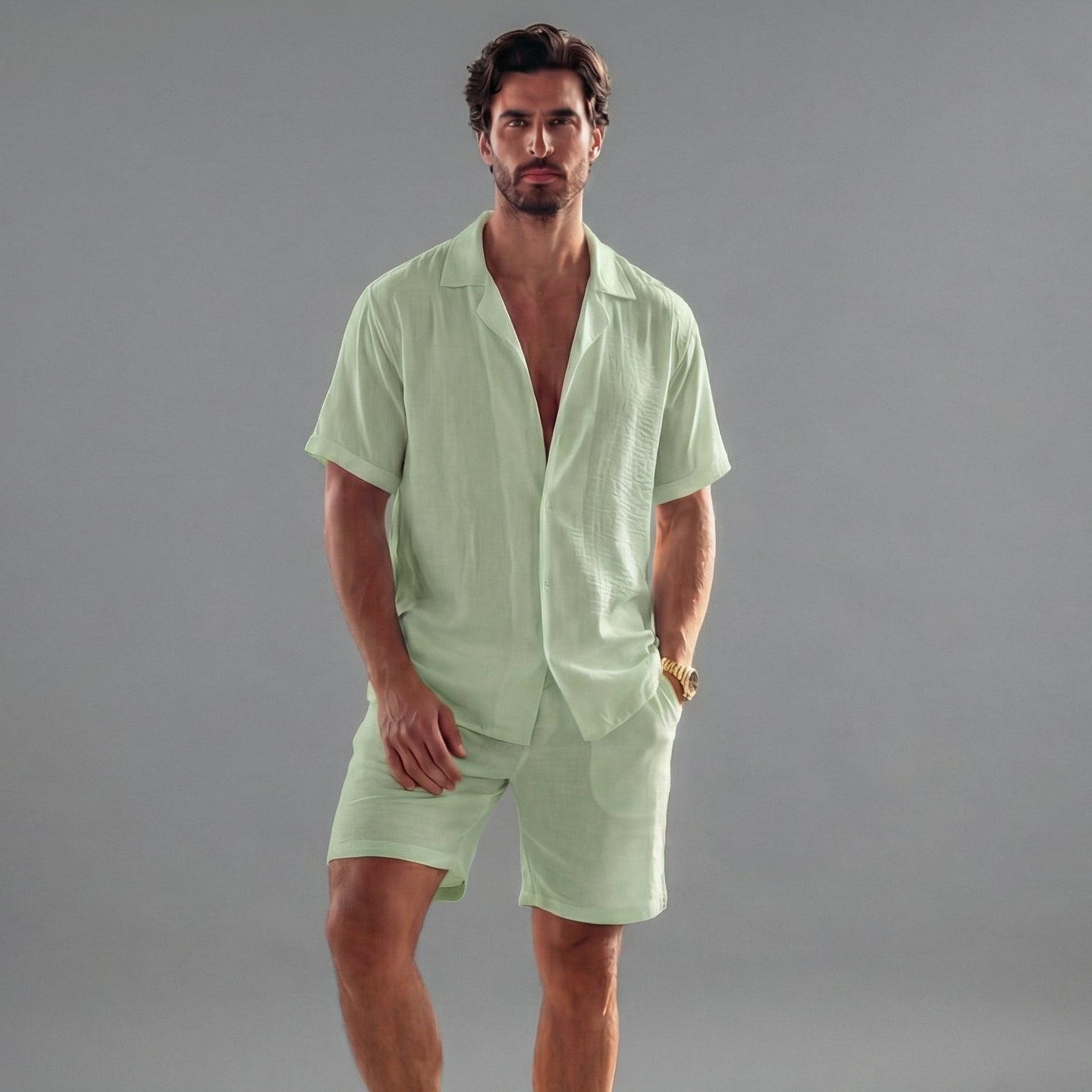 Linen two-piece set | men's summer outfit