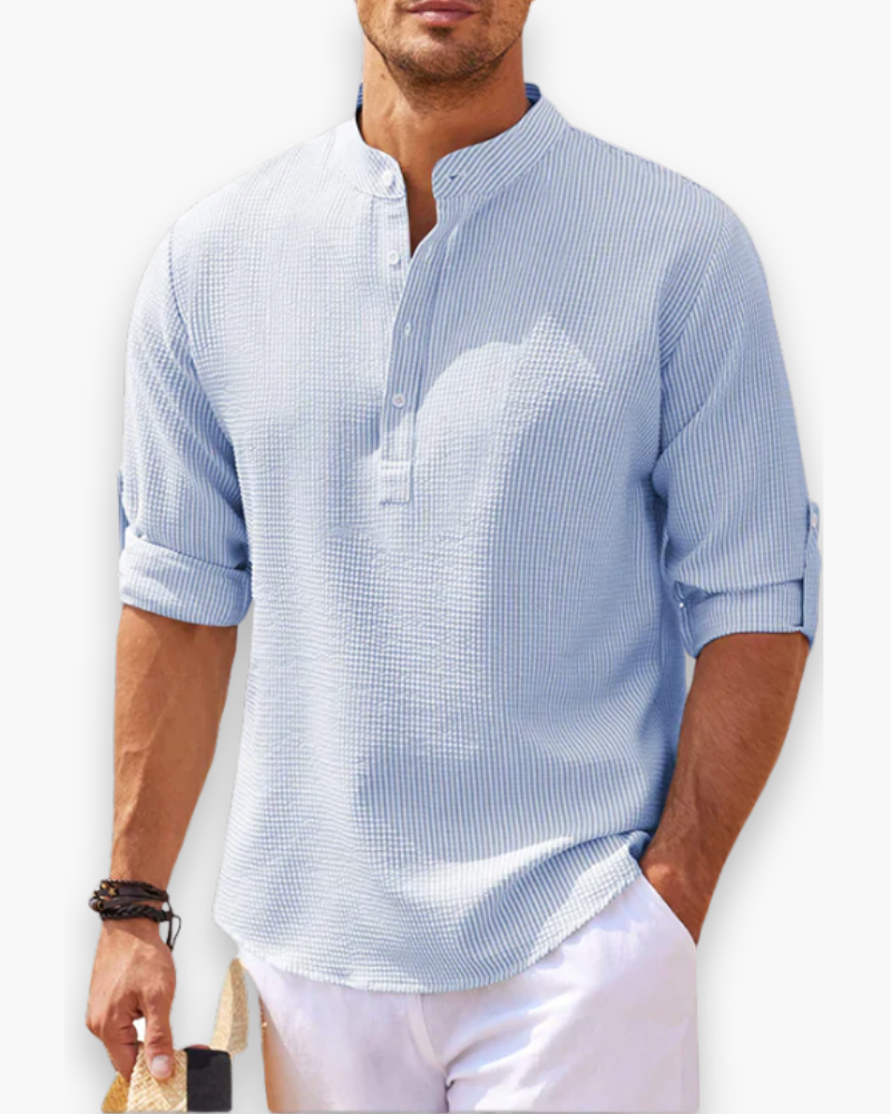 Men's Stand-Up Collar Linen Shirt