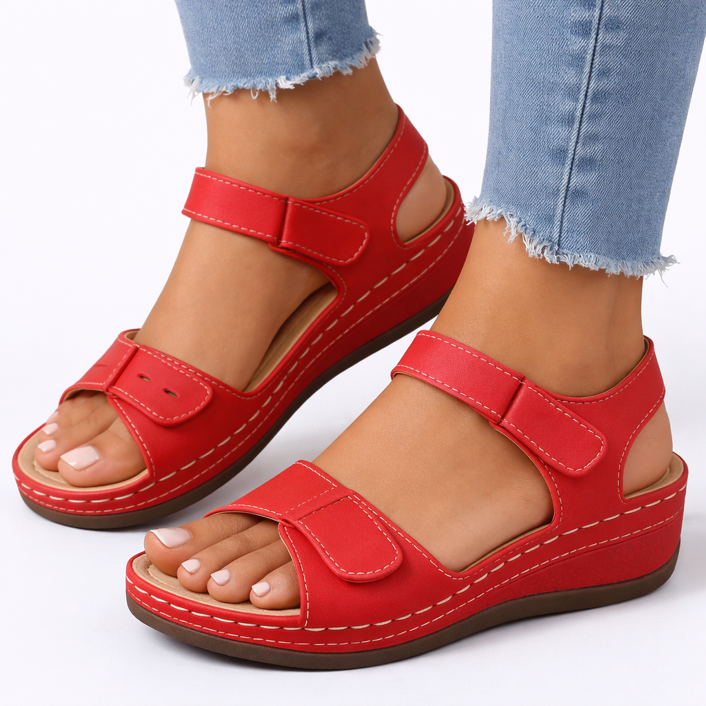 Walking Wedge Sandals With Buckles