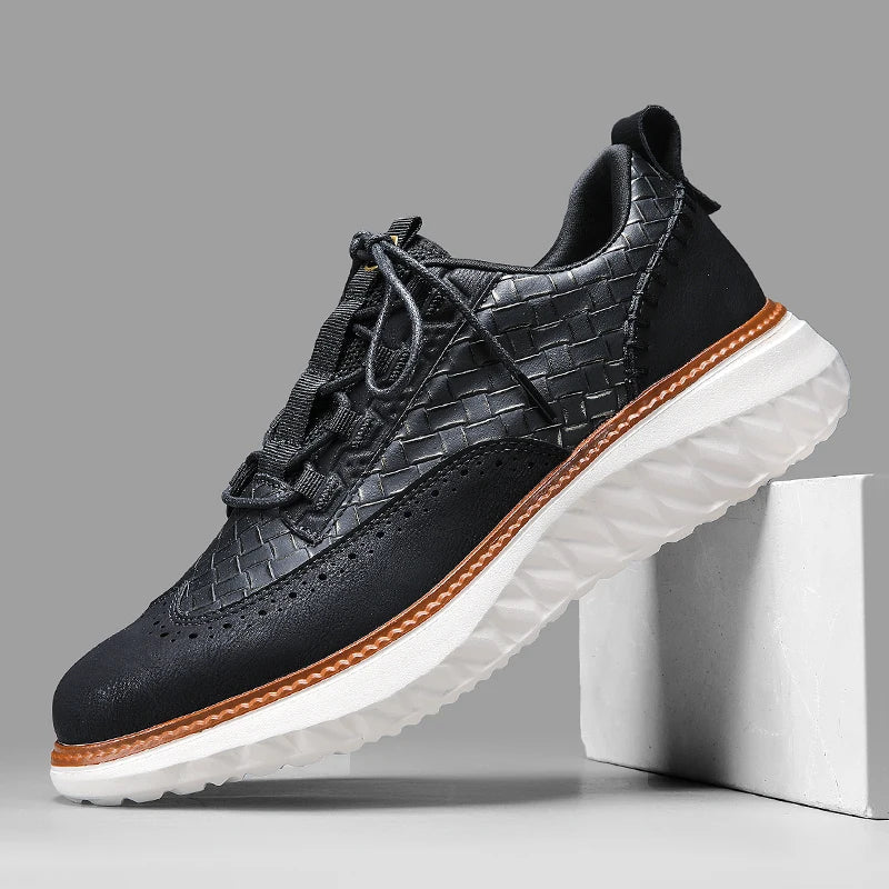 Men's leather sneakers - breathable lightweight trainers - casual daily