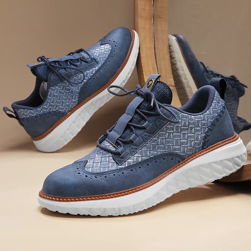 Men's leather sneakers - breathable lightweight trainers - casual daily