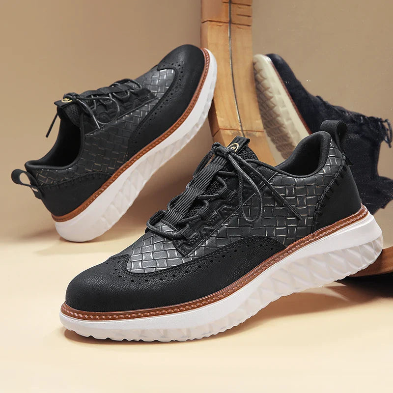 Men's leather sneakers - breathable lightweight trainers - casual daily