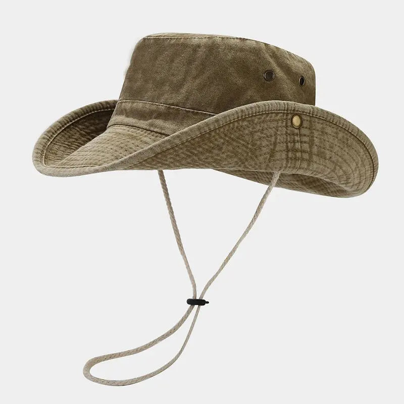 Unisex Cotton Bucket Hat Adjustable Wide Brim