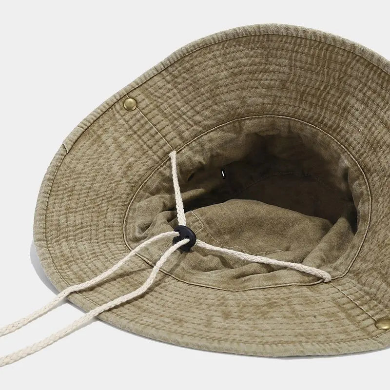 Unisex Cotton Bucket Hat Adjustable Wide Brim