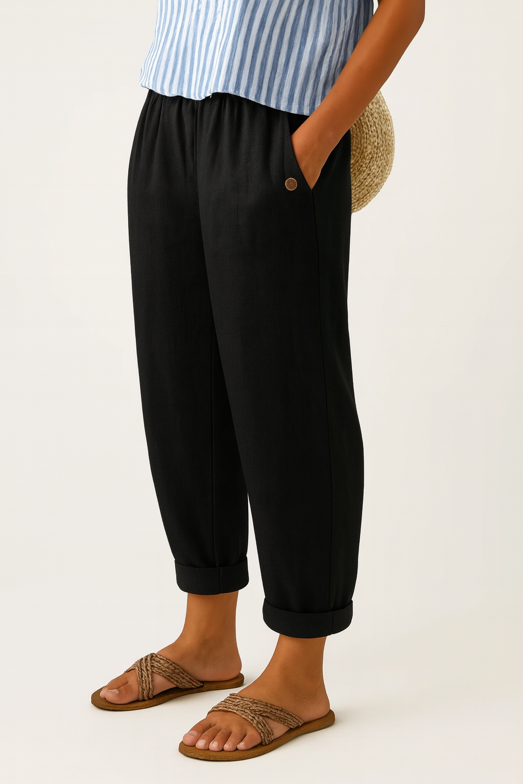 Straight Leg Casual Cotton Trousers