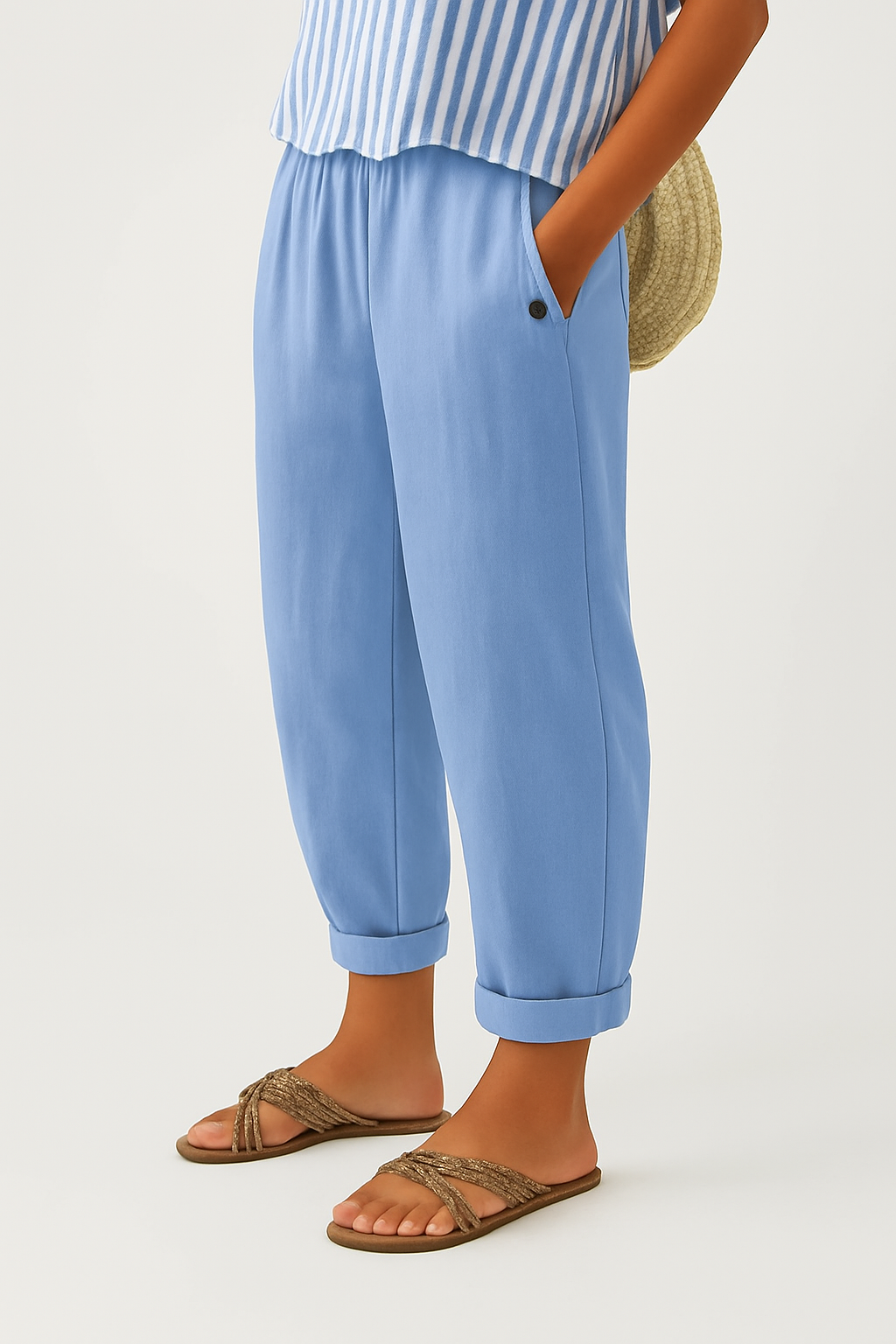 Straight Leg Casual Cotton Trousers