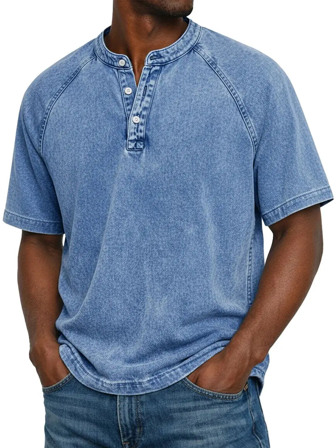 Men's Henley shirt short sleeve relaxed fit