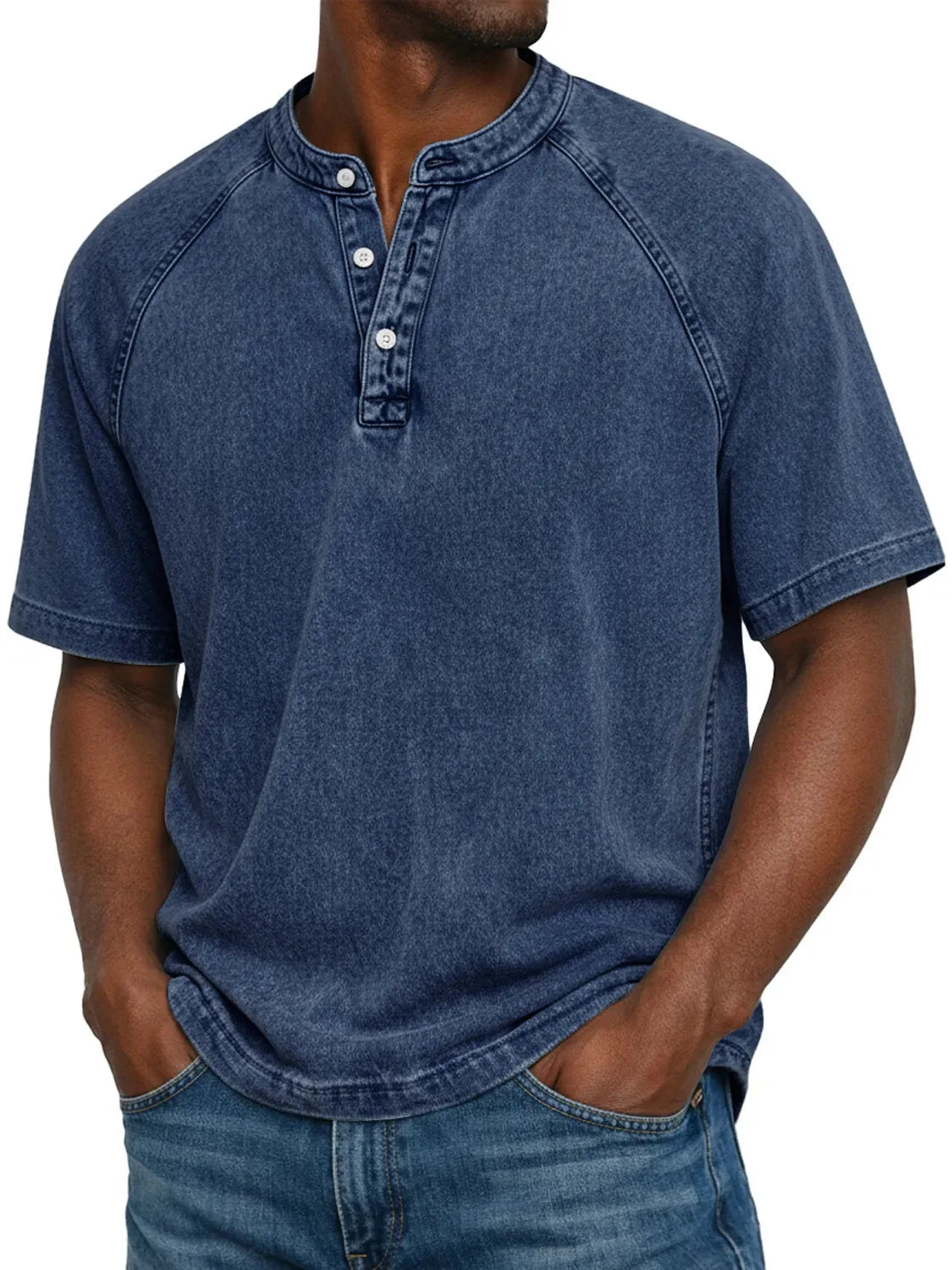 Men's Henley shirt short sleeve relaxed fit