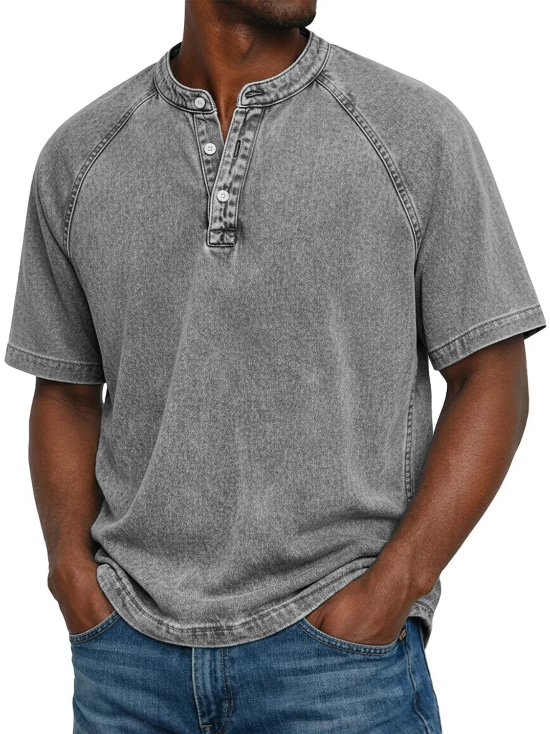Men's Henley shirt short sleeve relaxed fit