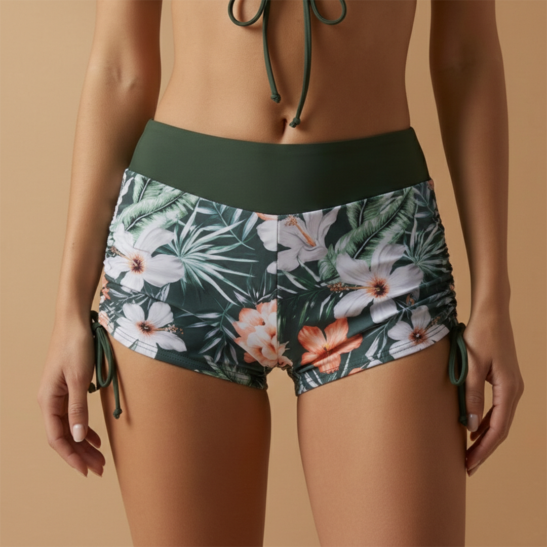Women's bikini set - high-waisted shorts and tie-front top | beach holiday