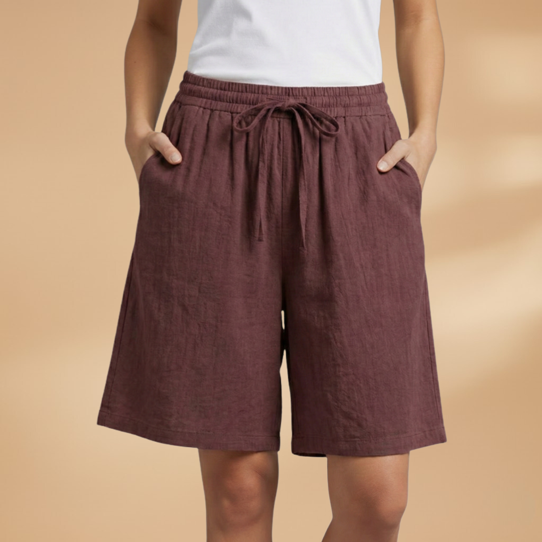 Women's knee-length shorts - relaxed fit elastic waistband casual shorts | home