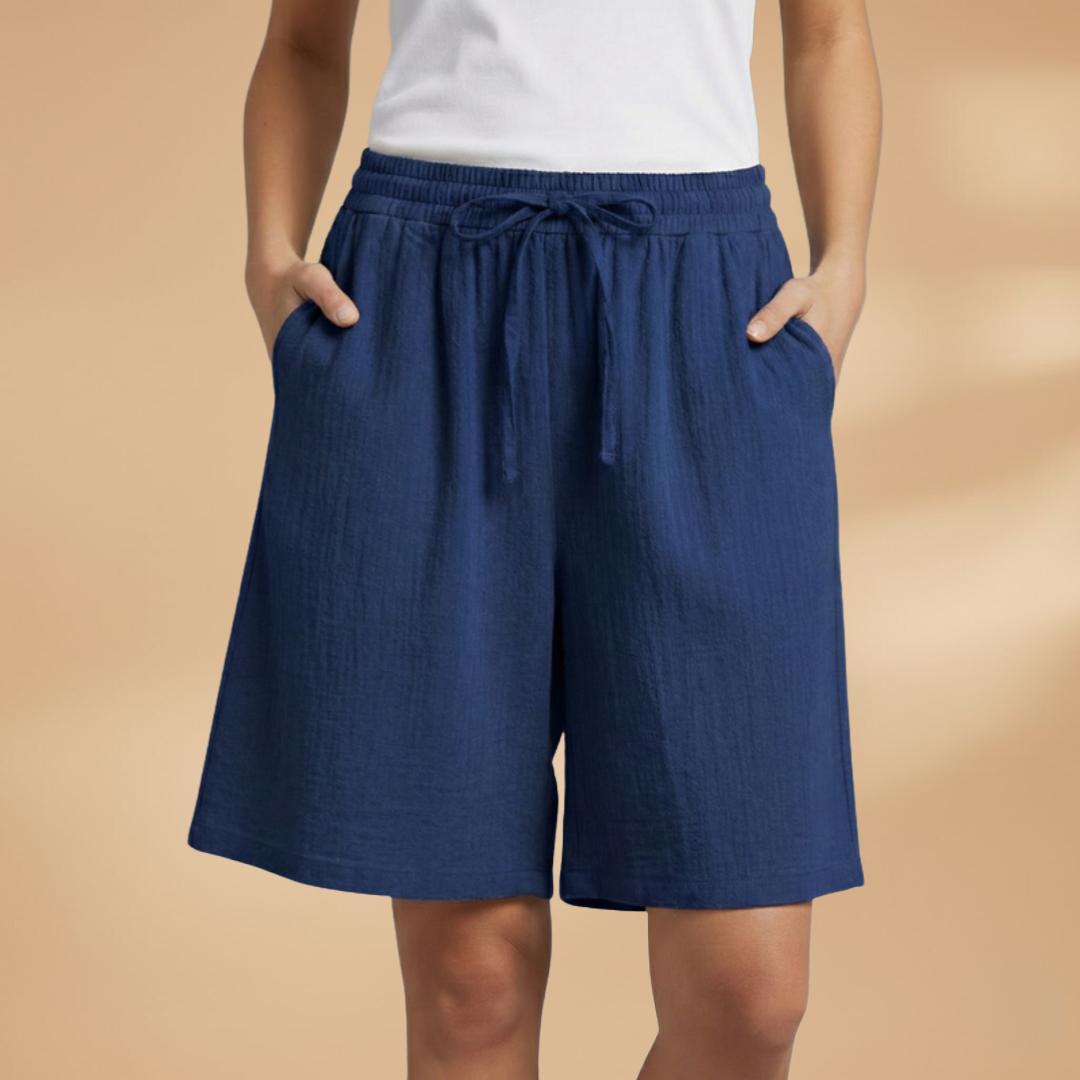 Women's knee-length shorts - relaxed fit elastic waistband casual shorts | home